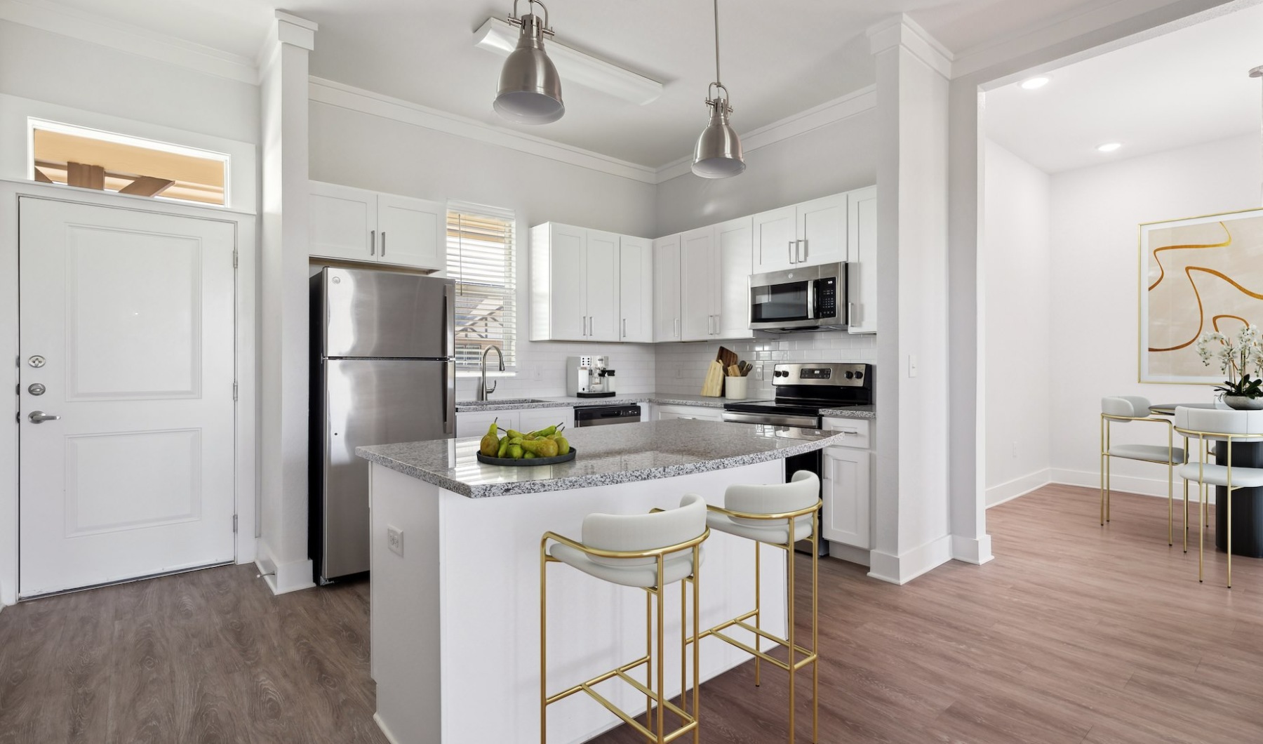 kitchen with stainless steel appliances  & white cabinets kitchen with stainless steel appliances  & white cabinets
