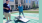 Senior man and woman playing cornhole