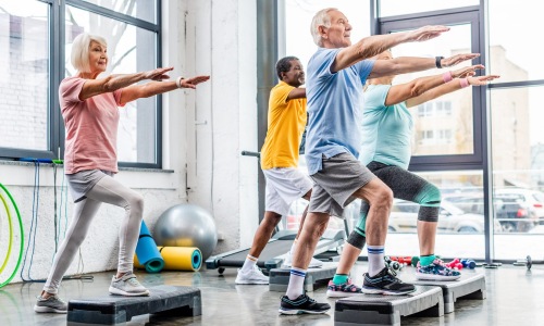 seniors taking a fitness class